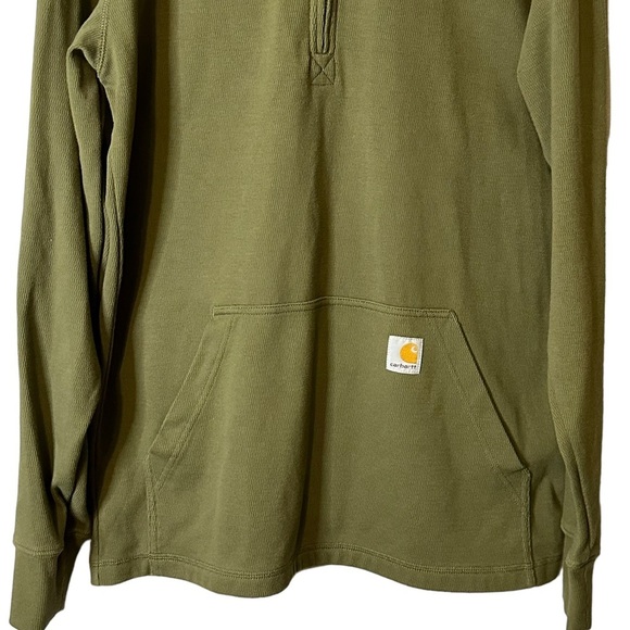 Carhartt Relaxed Fit Olive Green Mens Long Sleeve Polo Sweater Sweatshirt Medium - Picture 3 of 11